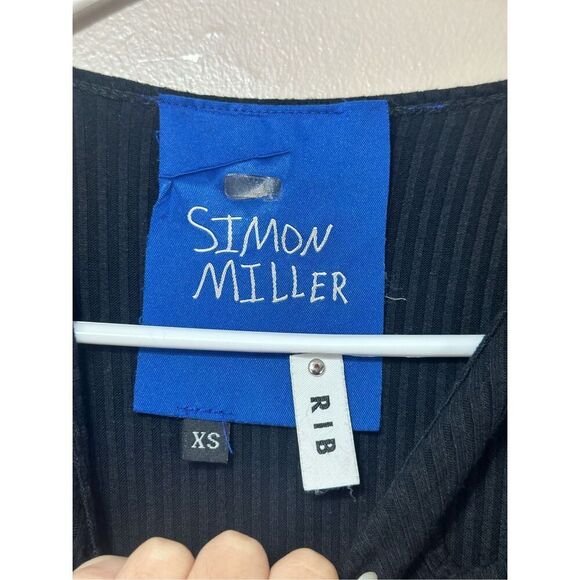 NWOT SIMON MILLER Space Rib-Knit Shoulder Cut Out Black Maxi Dress Women's XS - Picture 6 of 12